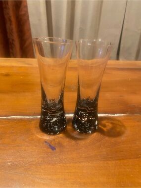 Vintage Tequila Rose Shot Glasses with Black Confetti Base - Set of 2